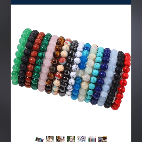 One Bracelet I Size 8mm & up I Natural Stone I Beads & Stretchable Band - Picture 5 of 16